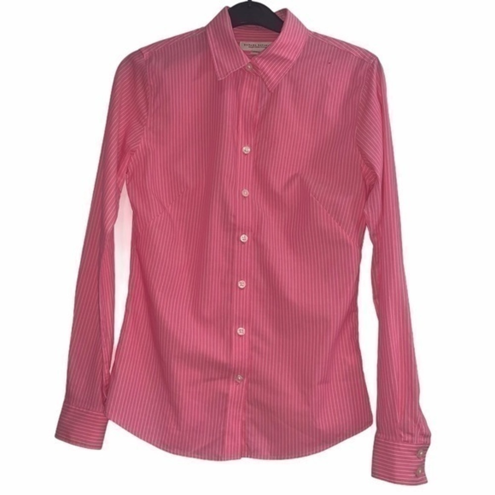 Banana Republic Pink Striped Fitted Button Down